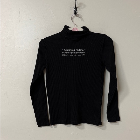 Zara Black Turtleneck with Text Detail - Picture 1 of 2
